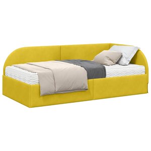 vidaXL Cadre de lit d'angle avec matelas 2 Pièces Jaune Velours