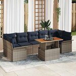 vidaXL Ensemble de canapé de jardin 8 Pièces Gris et bleu marine