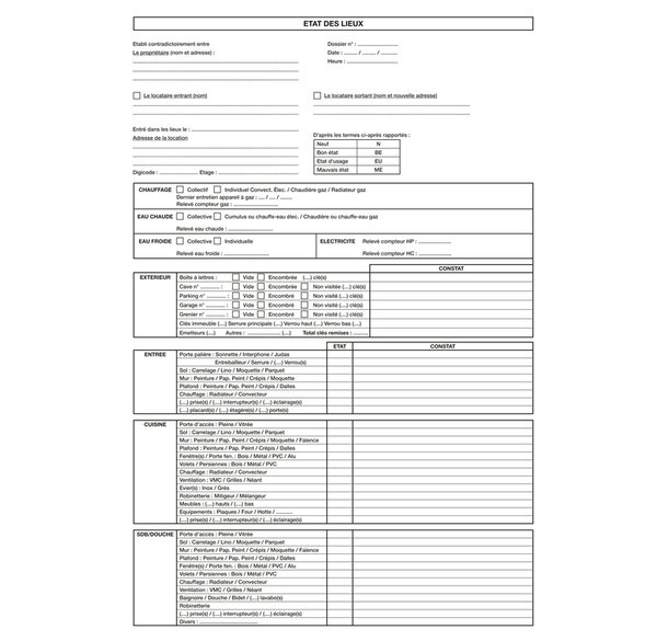 Liasse Etat des lieux d'entrée et sortie x 50 EXACOMPTA