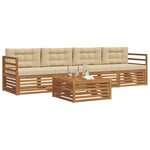 vidaXL Ensemble de canapés d'extérieur 5 Pièces Naturel et Beige