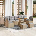 vidaXL Ensemble de canapé de jardin 10 Pièces Beige et Gris clair