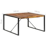 vidaXL Table à manger 140x140x75 cm bois massif