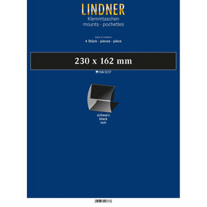 Bandes Klemmfix double soudure 230 x 162 mm pour blocs de timbres. Fond - Noir