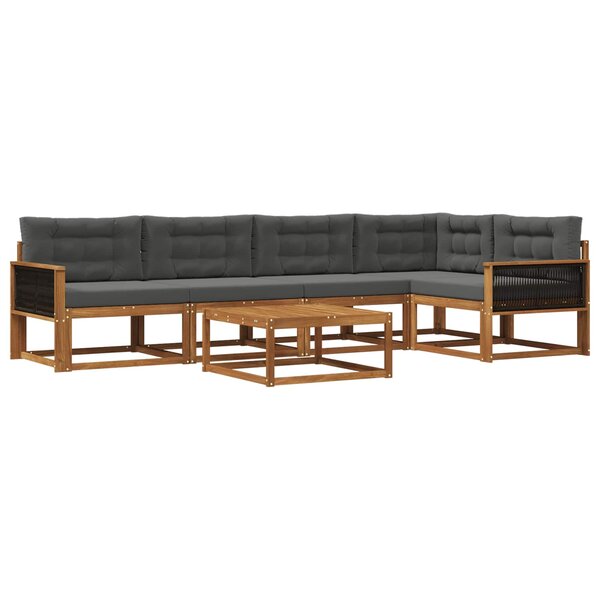 vidaXL Ensemble de canapés d'extérieur 6 Pièces Naturel et Anthracite