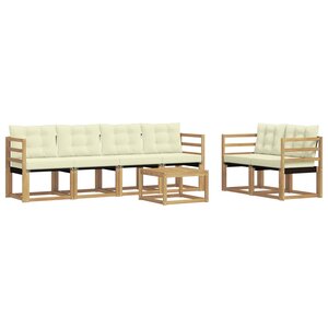 vidaXL Ensemble de canapés d'extérieur 7 Pièces Blanc et crème