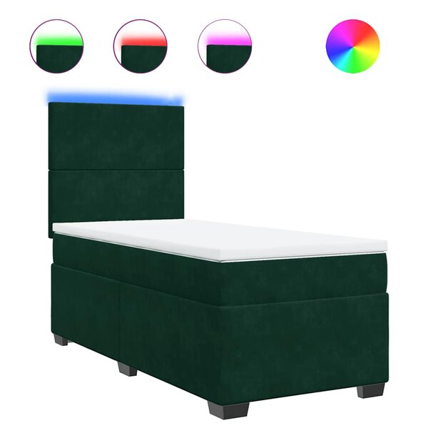 vidaXL Sommier à lattes de lit et matelas Vert foncé 80x200 cm Velours