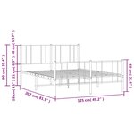 vidaXL Cadre de lit métal sans matelas et pied de lit blanc 120x200 cm