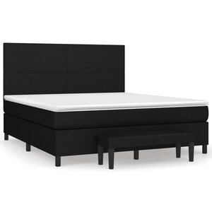 vidaXL Sommier à lattes de lit avec matelas Noir 180x200 cm Tissu