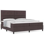 vidaXL Lit à ressorts avec matelas Marron foncé 200 x 200 cm tissu