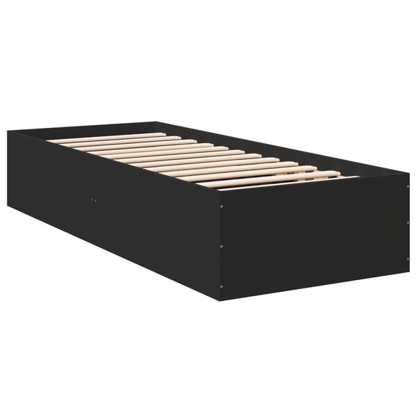 vidaXL Cadre de lit noir 100x200 cm bois d'ingénierie