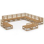 vidaXL Salon de jardin 13 Pièces marron miel bois de pin massif