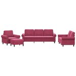 vidaXL Ensemble de canapés 4 Pièces avec coussins Rouge bordeaux Velours