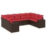 vidaXL Salon de jardin avec coussins 9 Pièces marron résine tressée