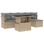 vidaXL Salon de jardin avec coussins 6 Pièces beige résine tressée