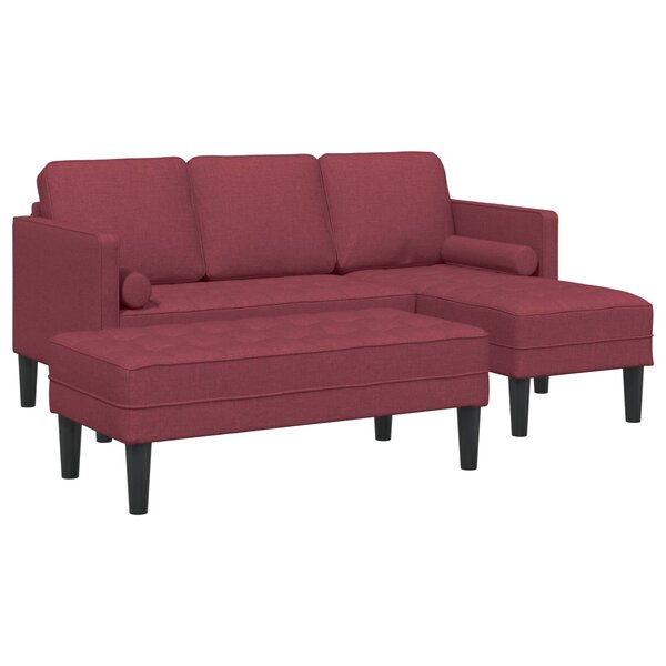 vidaXL Ensemble de Canapés avec coussin 2 Pièces Bordeaux Polyester