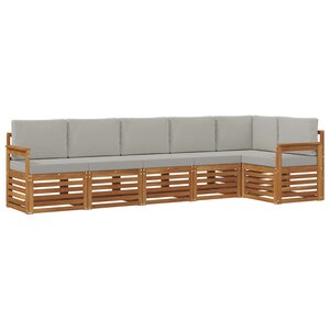 vidaXL Ensemble de canapé d'angle 6 Pièces Gris Naturel et Clair