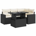 vidaXL Salon de jardin 5 Pièces avec coussins noir résine tressée