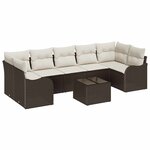 vidaXL Ensemble de canapé de jardin 8 Pièces Marron 55 x 55 x 37 cm