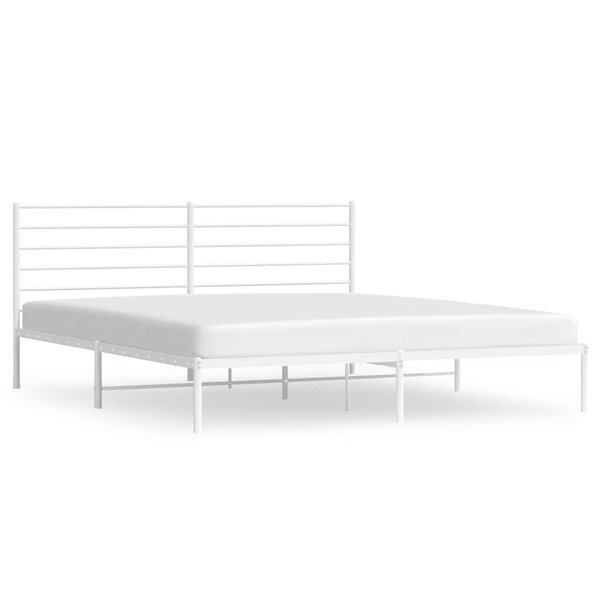 vidaXL Cadre de lit métal sans matelas et tête de lit blanc 200x200 cm