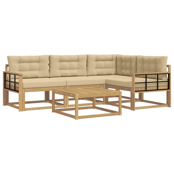 vidaXL Ensemble de canapés d'extérieur 5 pc Blanc et Beige Polyester