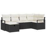 Ensemble de Canapés de Jardin de 6 Pièces avec Coussins Poly Rattan Noir
