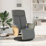vidaXL Fauteuil inclinable de massage et repose-pieds gris foncé tissu