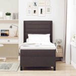 vidaXL Lit à ressort LED avec matelas Marron foncé 100 x 200 cm tissu