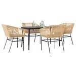 vidaXL Ensemble à manger jardin coussins 5Pièces marron poly rotin verre