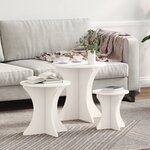 vidaXL Table basse 3 Pièces Blanc 46 x 46 x 47 cm Bois massif en pin