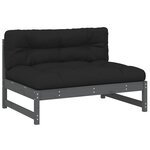 vidaXL Salon de jardin 2 Pièces avec coussins gris bois massif