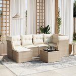 vidaXL Salon de jardin avec coussins 7 Pièces beige résine tressée