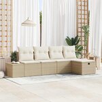 vidaXL Ensemble de canapé de jardin 5 Pièces Beige Poly rotin
