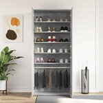 vidaXL Cabinet à chaussures Gris 80 x 39 x 180 cm Bois d'ingénierie