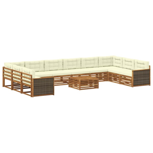 vidaXL Ensembles de canapés avec coussin 11 Pièces Bois d'Acacia Massif