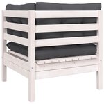 vidaXL Canapé 2 places de jardin et coussins Blanc Bois de pin solide