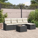 vidaXL Ensemble de canapé de jardin 6 Pièces Noir 55 x 55 x 37 cm