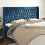 vidaXL Tête de lit avec oreilles Bleu foncé 183x16x118/128 cm Velours