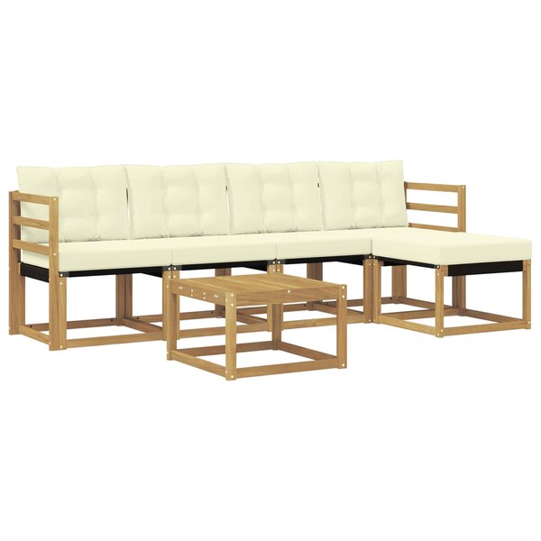 vidaXL Ensemble de canapés d'extérieur 6 pc Blanc et crème