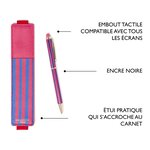 Stylo Tactile avec Etui Office Chic - Plusieurs Motifs - Rayures Framboise - Draeger