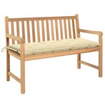 vidaXL Banc de jardin avec coussin blanc crème 120 cm Bois de teck