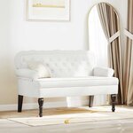 vidaXL Banc Chesterfield Blanc 119.5 x 64.5 x 75 cm Cuir synthétique