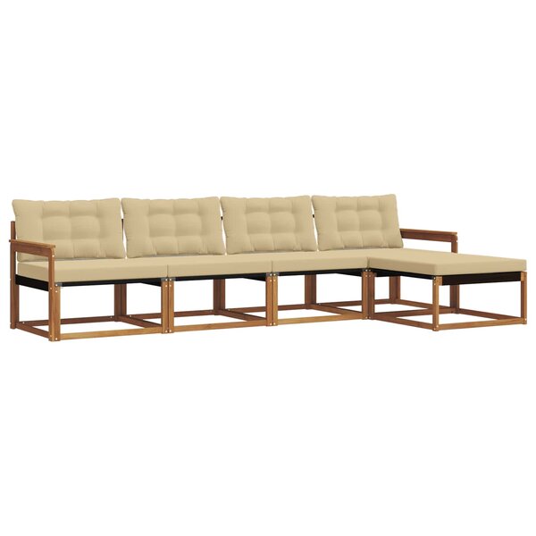 vidaXL Ensemble de canapés d'extérieur 5 Pièces Naturel et Beige