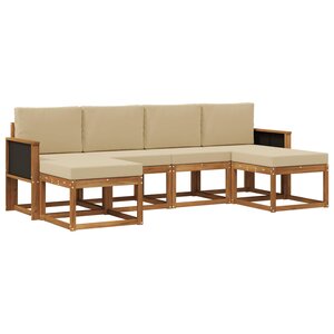 vidaXL Ensemble de canapés d'extérieur 6 pc Naturel et Beige Polyester