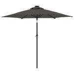 vidaXL Parasol de jardin LED et mât en acier anthracite 225x225x212 cm