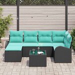 vidaXL Ensemble de Canapés 7 Pièces Noir et turquoise polyrotin