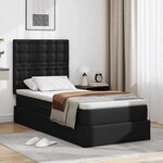 vidaXL Lit de Rangement avec matelas Noir 90 x 200 cm Cuir synthétique