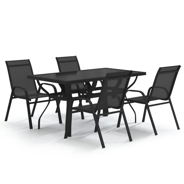 vidaXL Ensemble à manger de jardin 5 Pièces Noir