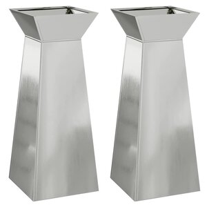 vidaXL Jardinière à pilier 2 Pièces Argent 40 x 40 x 100 cm Acier