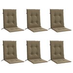 vidaXL Coussins de chaise à dossier bas lot de 6 taupe mélangé tissu
