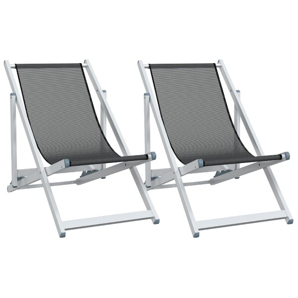 vidaXL Chaises de plage pliantes lot de 2 gris aluminium et textilène